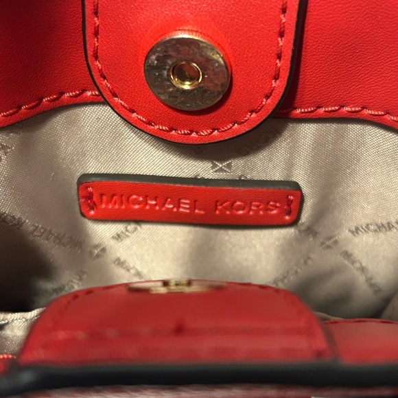 Michael Kors Red Leather Mini Tote Crossbody Bag - Picture 6 of 11
